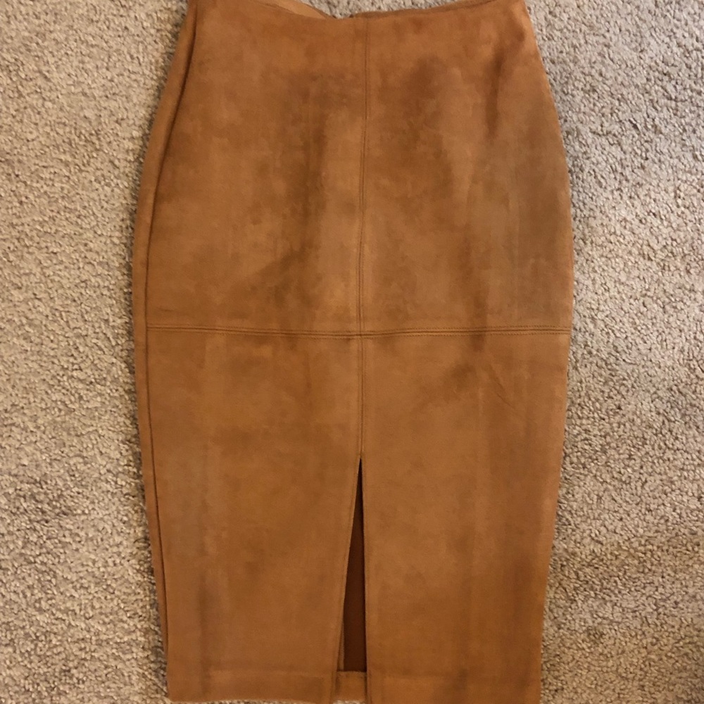 LuLus Faux Leather Suede Skirt